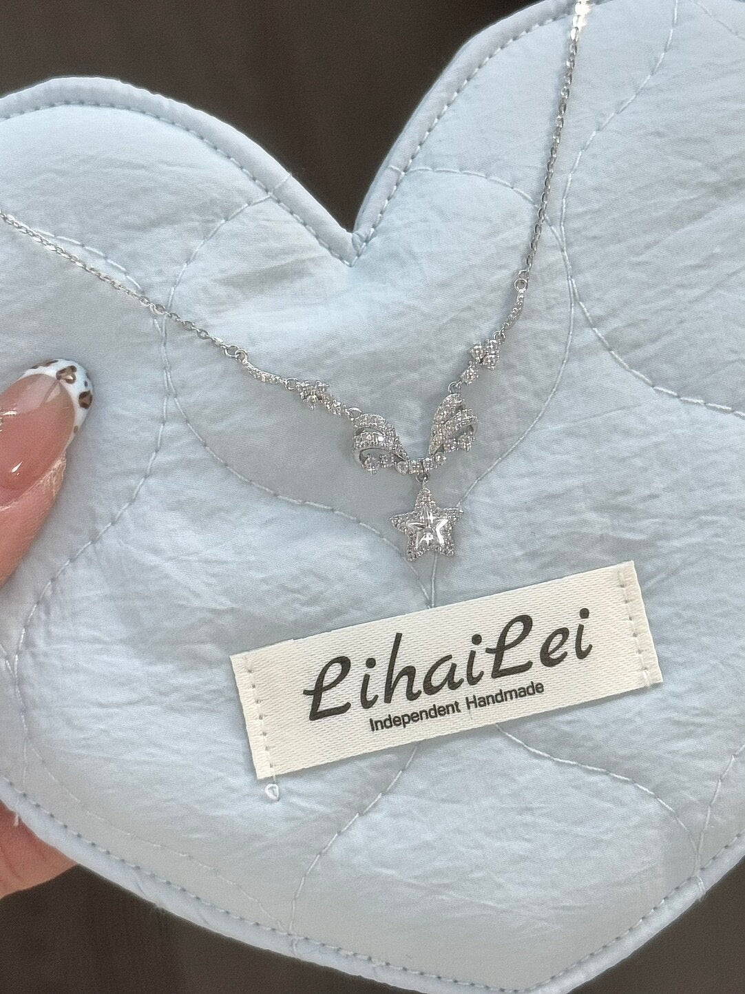 Dear Lola "Lace-Embroidered Stars" Solid S925 Sterling Silver Star Wing Collarbone Necklace – Delicate & Luxurious