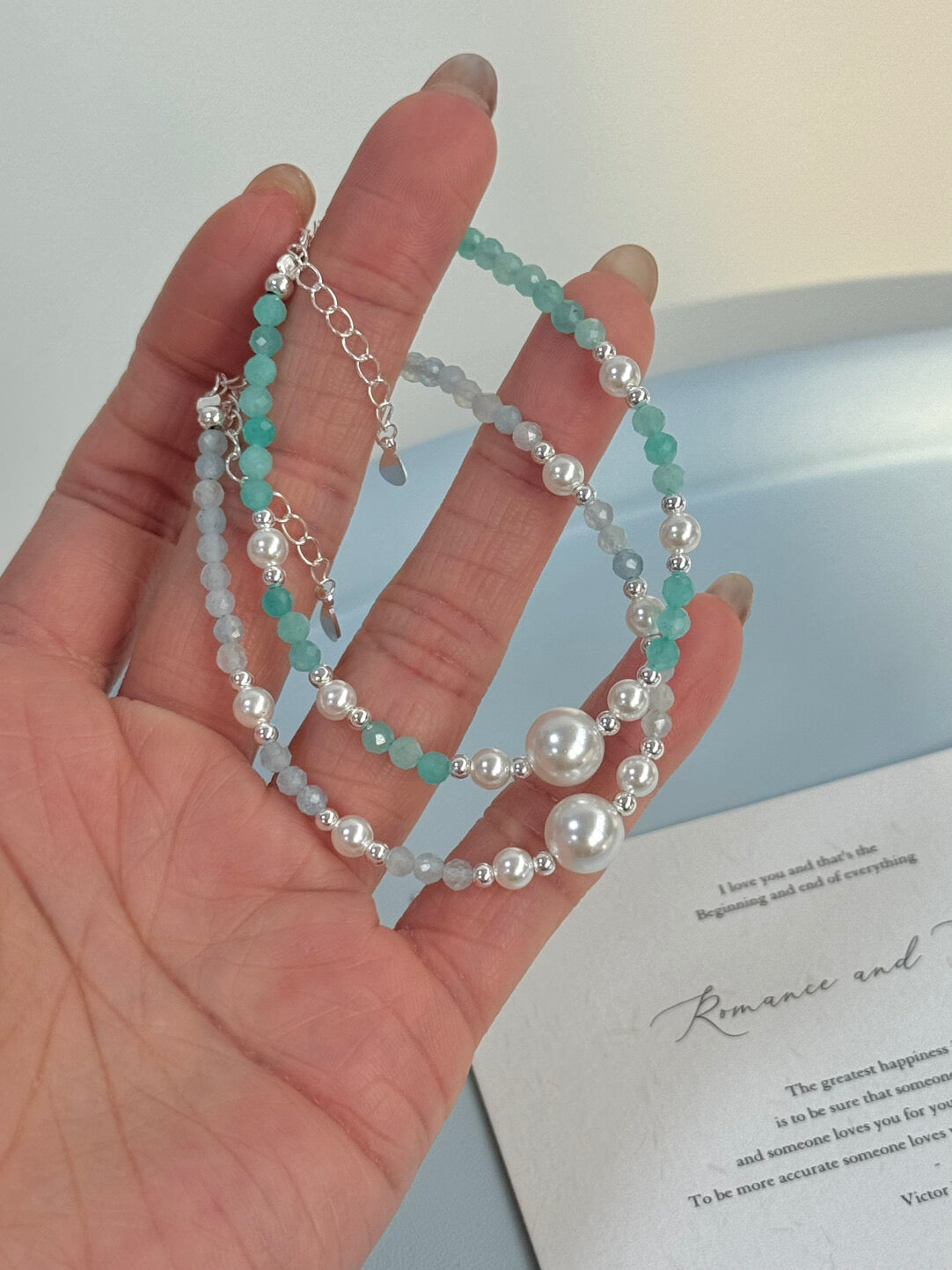 LolaWhite "Morning Dew Ballad" S925 Sterling Silver Pearl Bracelet - Unique Design, Minimalist & Elegant