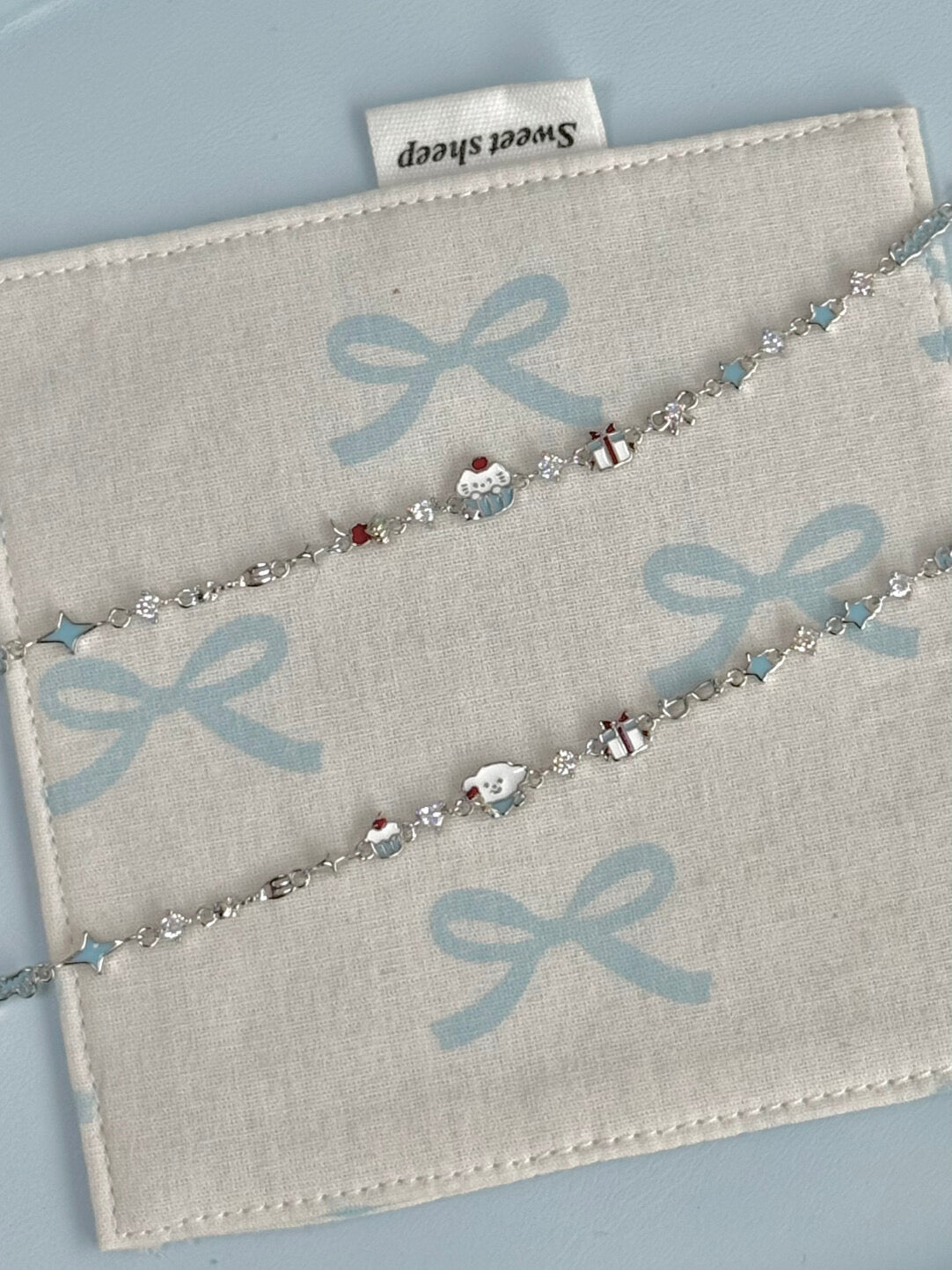 LolaWhite "Cream Cake" Silver Plated Birthday Cake Bracelet – Unique Design, Bestie & Couple Style with Cat & Dog Doodle