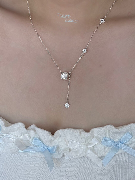 LolaWhite "Lucky Charm" Solid S999 Pure Silver Four-Leaf Clover Waist Pendant Necklace - Elegant & Symbolic