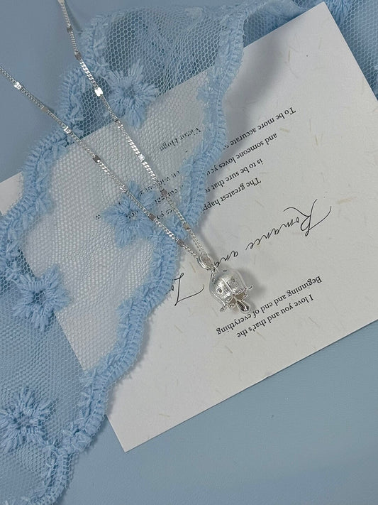 LolaWhite "Veiled Lily Bell" S925 Sterling Silver Lily of the Valley Necklace - Luxury, Intricate & Unique Design