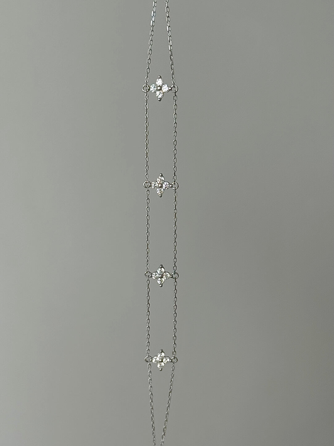 LolaWhite "Winter Whispers" S925 Sterling Silver Four-Leaf Clover Bracelet - Understated Luxury & Refined Elegance