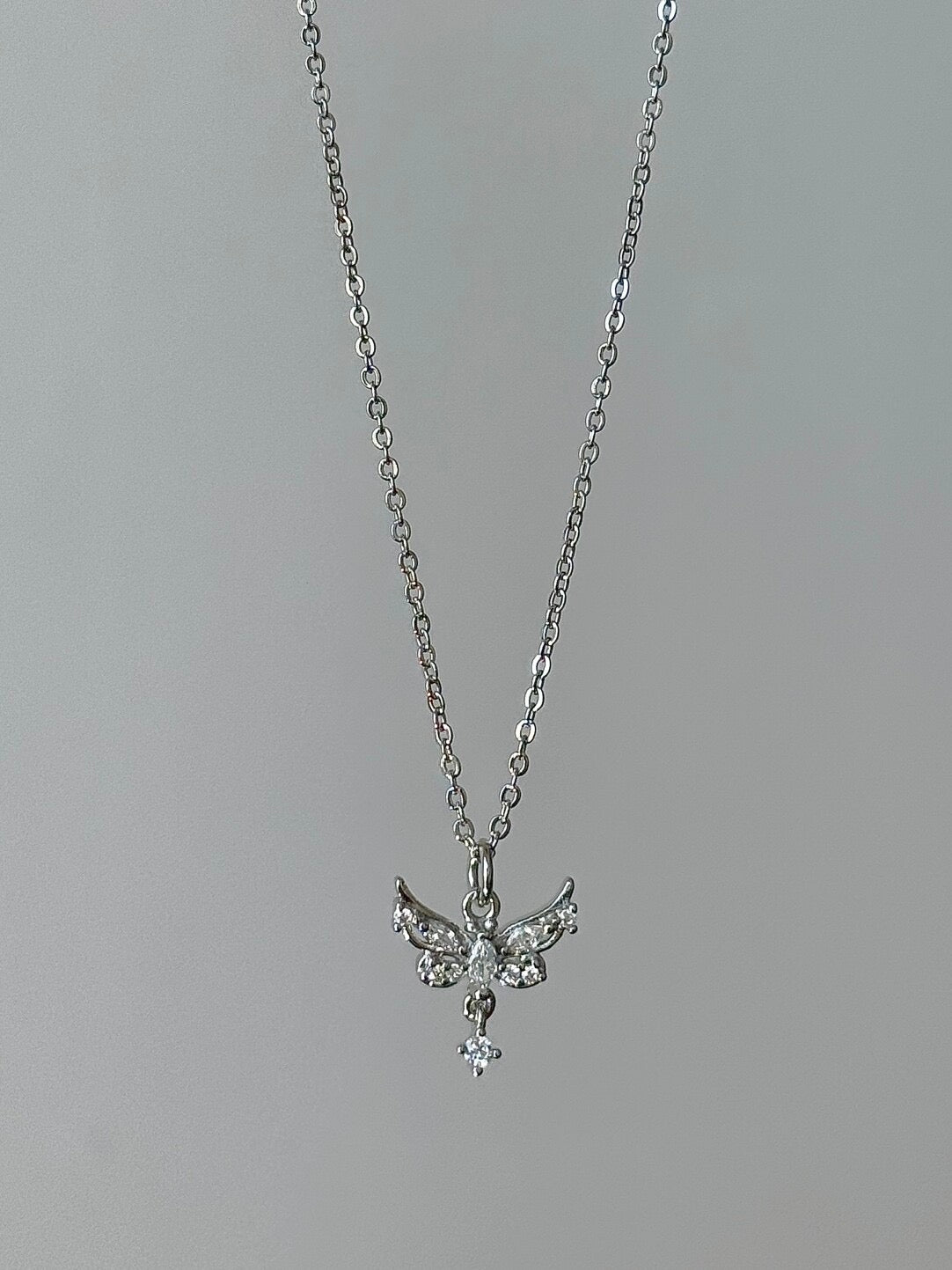 LolaWhite "Butterfly Realm" Solid S999 Pure Silver Angel Wing Butterfly Necklace - Tarnish-Resistant, Light Luxury & Sweet