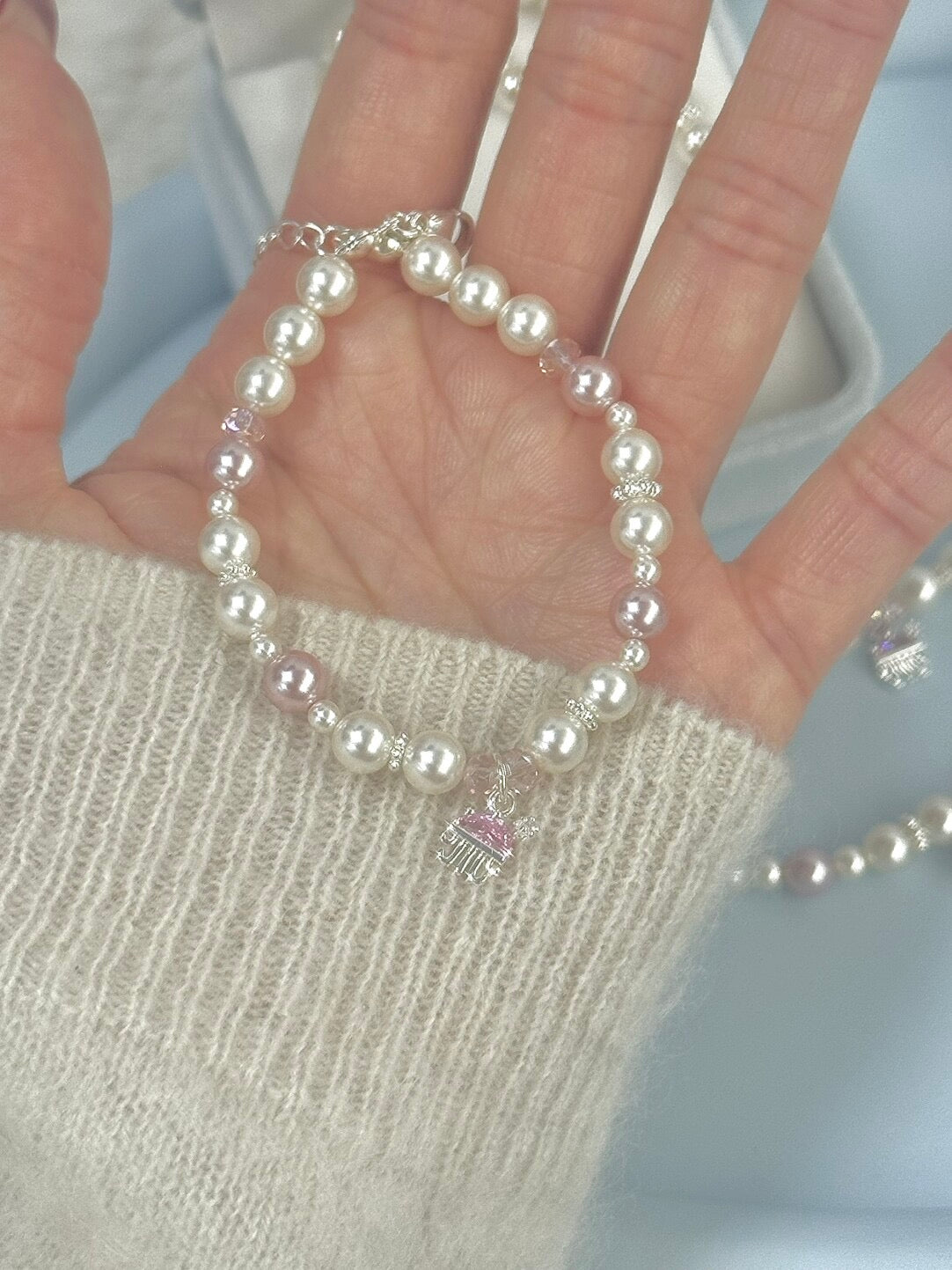 LolaWhite “Half Sugar” Swarovski Pearl Bracelet - Light Luxury, Sweet & Unique – Bow / Jellyfish Versions