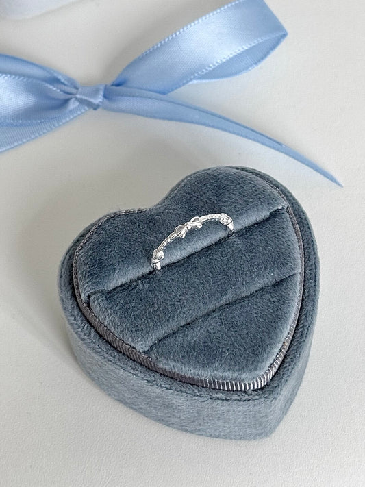 LolaWhite "Ballet Dream" S925 Sterling Silver Double-Loop Bow Ring - Delicate, Sweet & Minimalist
