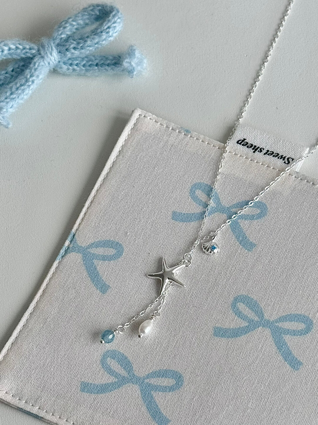 LolaWhite "Summer Bubbles" S925 Sterling Silver Starfish Jewelry Set with Aquamarine & Pearls - Fresh Marine Style