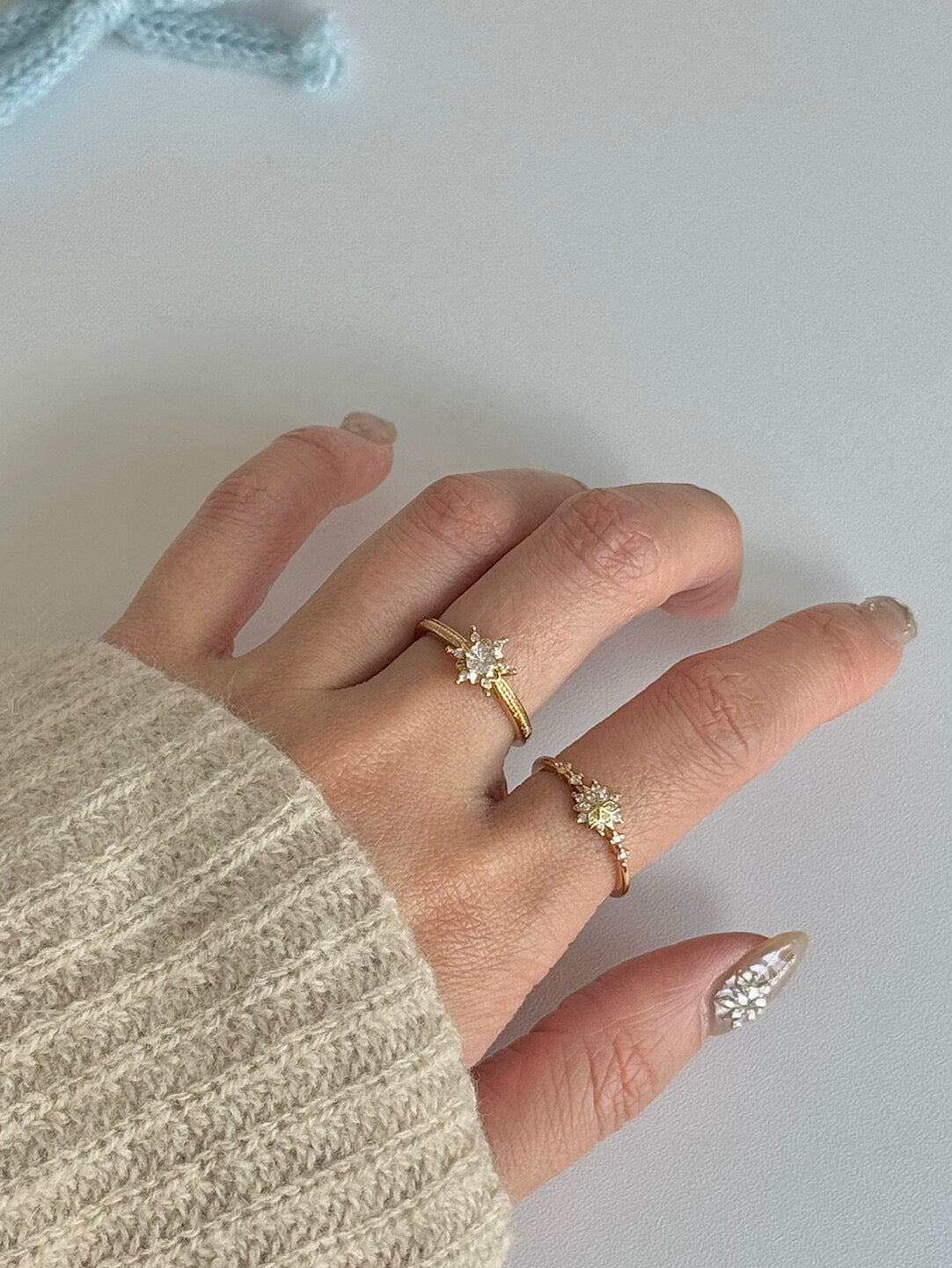 LolaWhite "Gilded Snow Sparkle" Gold-Toned Snowflake Zircon Ring - Dreamy & Elegant