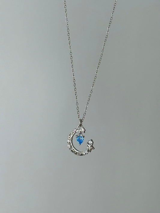 롤라화이트 "블루문의 심장" S925 스털링 실버 천상 목걸이