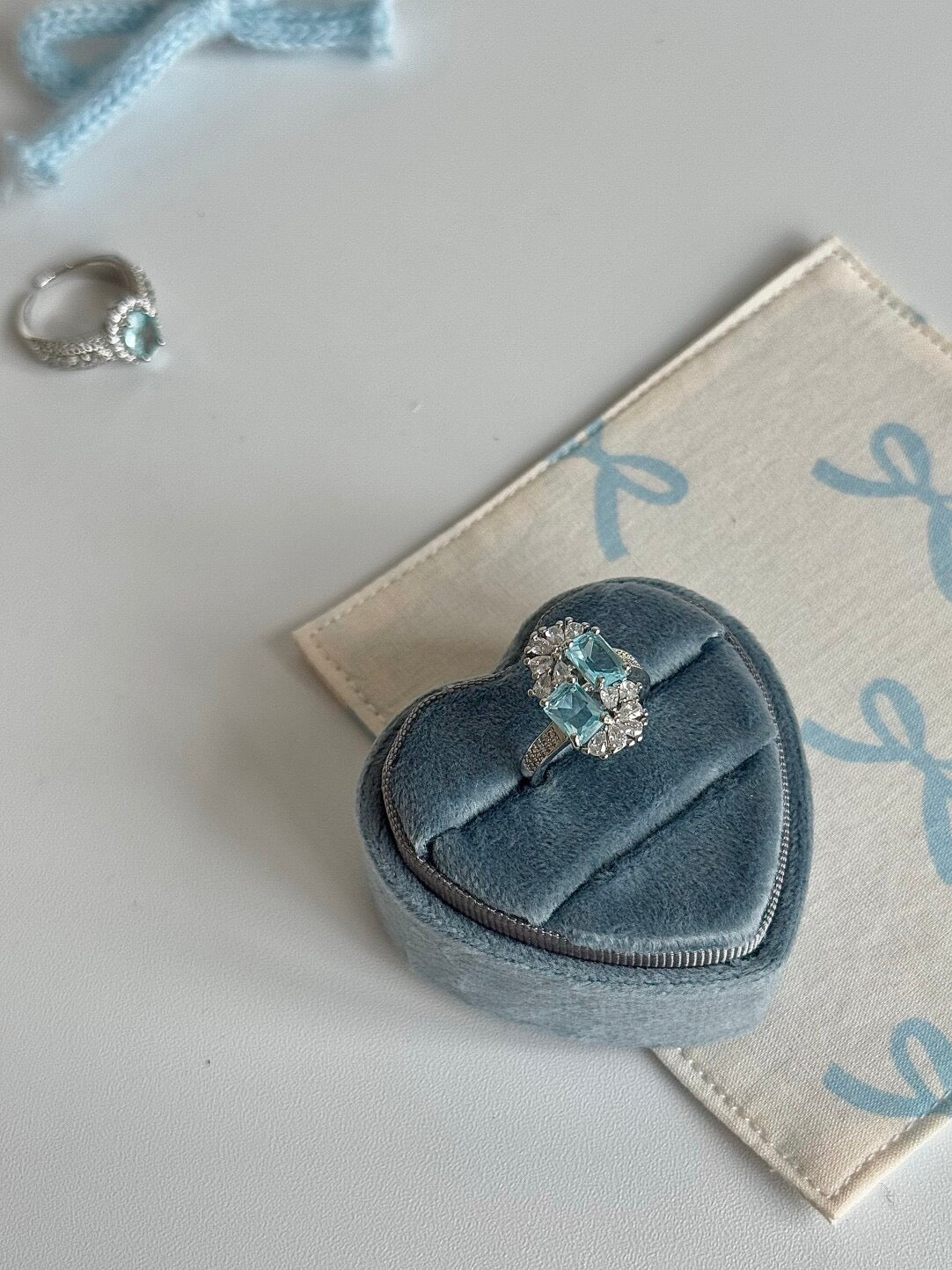 LolaWhite "Edelweiss" Premium Ice Blue Snowflake Adjustable Ring - Gentle, Luxurious & Unique