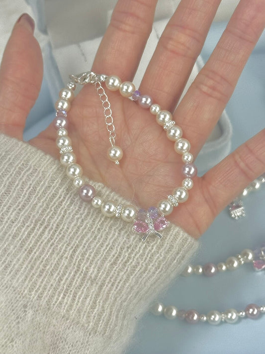 LolaWhite “Half Sugar” Swarovski Pearl Bracelet - Light Luxury, Sweet & Unique – Bow / Jellyfish Versions