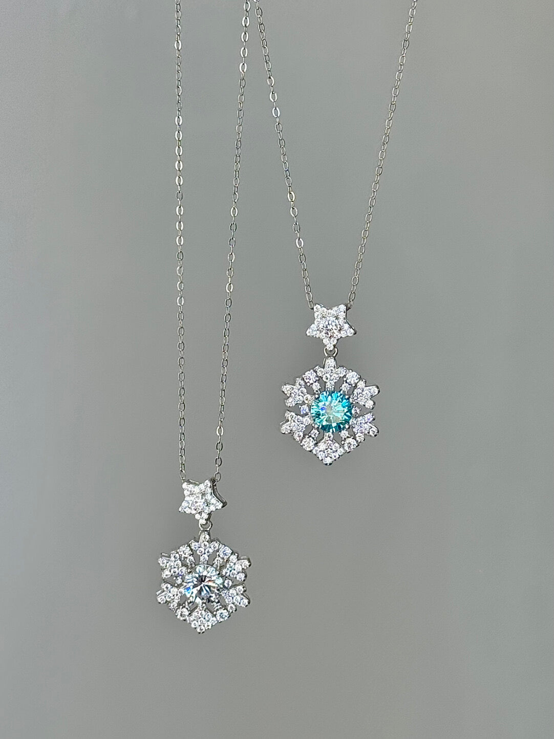 DearLola "One-Carat Snow" S925 Sterling Silver Snowflake Necklace - Exquisite Firework-Cut Design