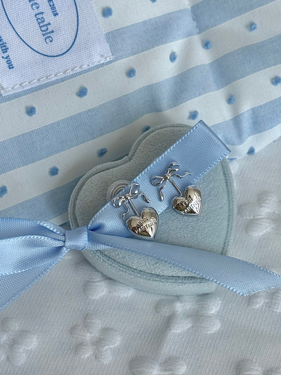 LolaWhite "The Nutcracker" Clip-On Bow & Heart Ear Cuffs - Sweet, Dainty & Piercing-Free