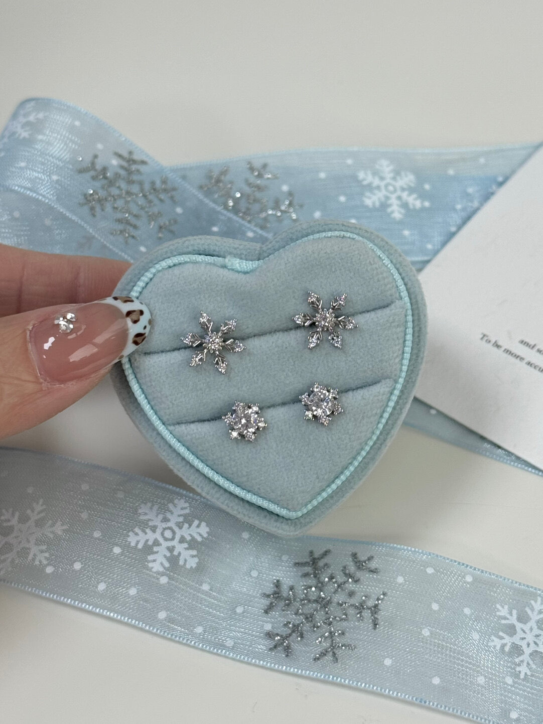 LolaWhite "Crystal Ice Flower" S925 Sterling Silver Snowflake Stud Earrings - Winter Collection Bestseller, Minimalist & Sweet