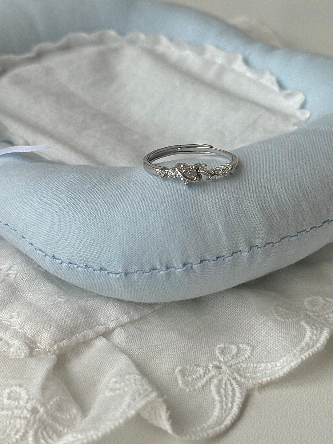 LolaWhite "Love Frequency" Solid S999 Pure Silver Couple's Ring Set with Starlight Design - Romantic & Unique