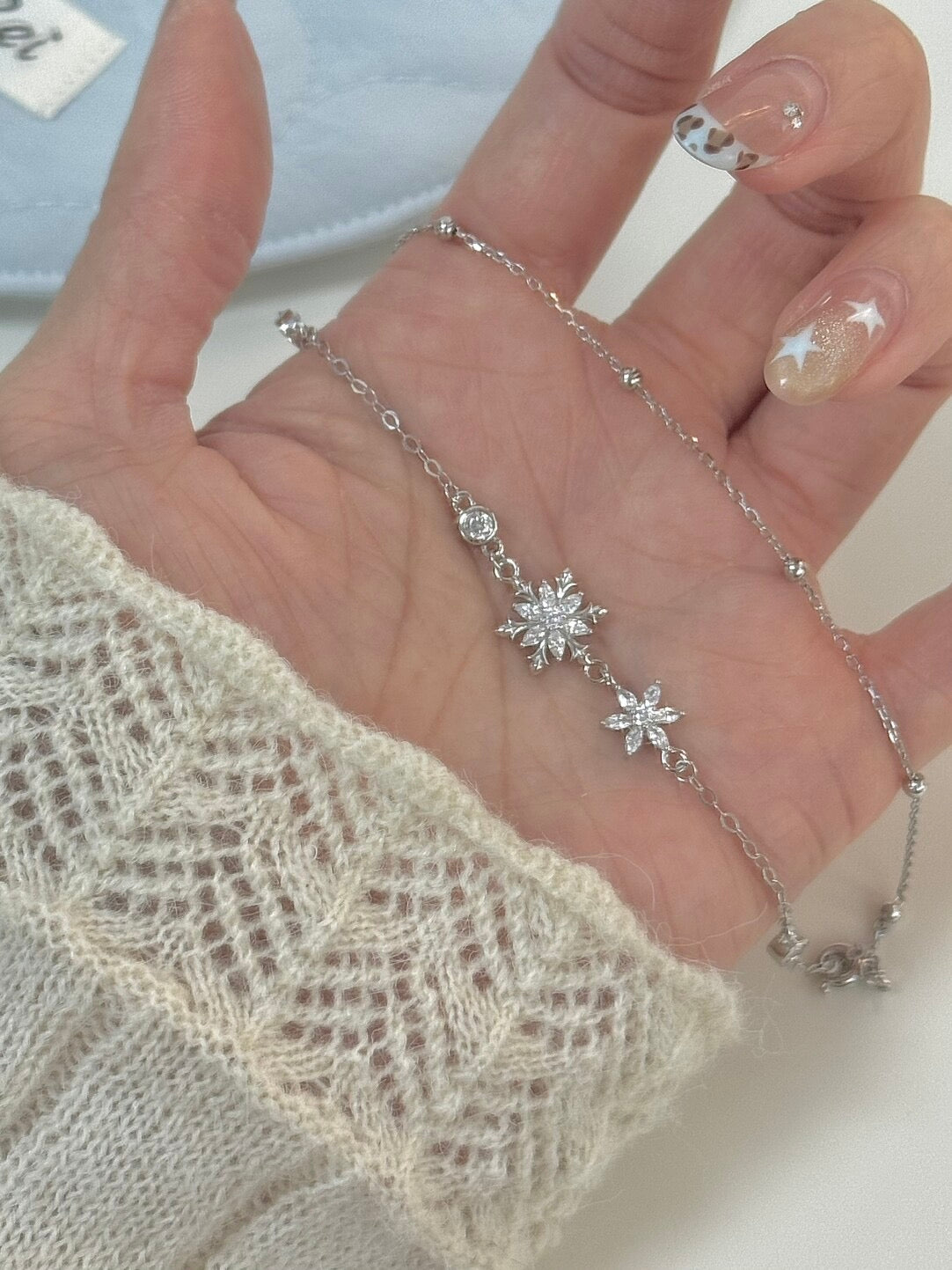 LolaWhite "Snowglaze" S925 Sterling Silver Dreamy Snowflake Double-Layer Bracelet – Minimalist Luxury & Unique