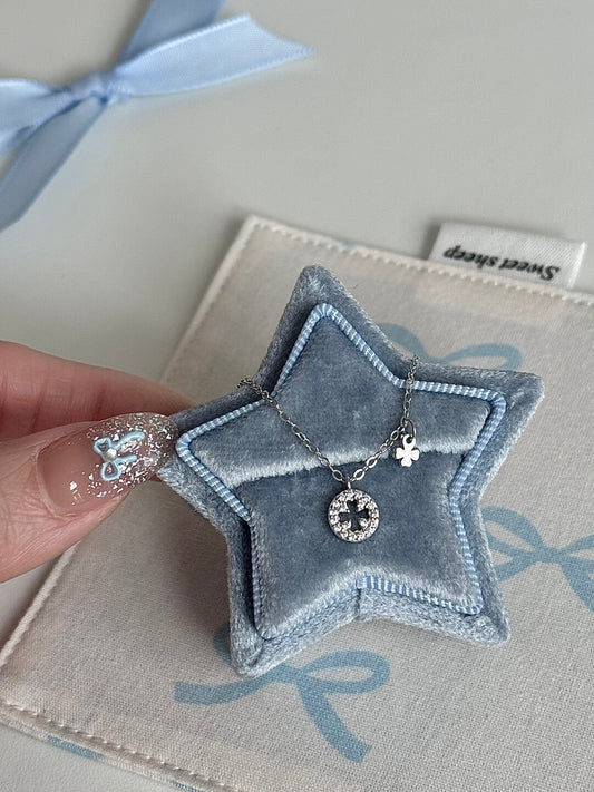 LolaWhite "Holy Covenant" S925 Sterling Silver Cross Star Openwork Full-Zircon Necklace - Minimalist & Understated Luxury