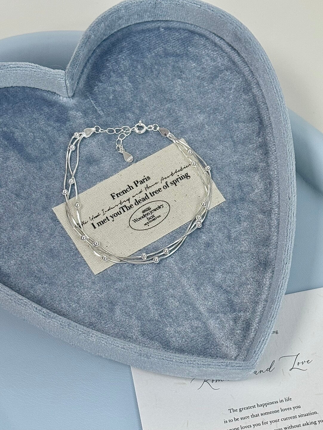 LolaWhite "Stirred Strings" Korean Style S925 Sterling Silver Triple-Layer Snake Chain Bracelet with Bead Accents - Minimalist & Chic