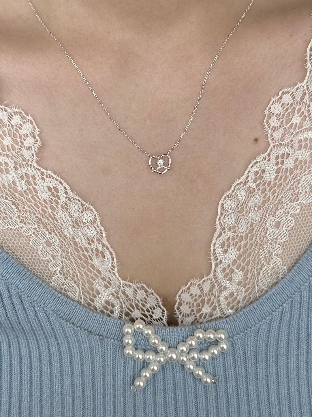 LolaWhite "Dessert Formula" S925 Sterling Silver Pretzel Pendant Necklace - Korean Style, Unique & Sweet