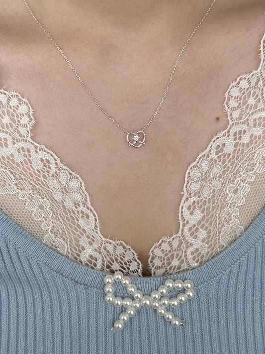 LolaWhite "Dessert Formula" S925 Sterling Silver Pretzel Pendant Necklace - Korean Style, Unique & Sweet