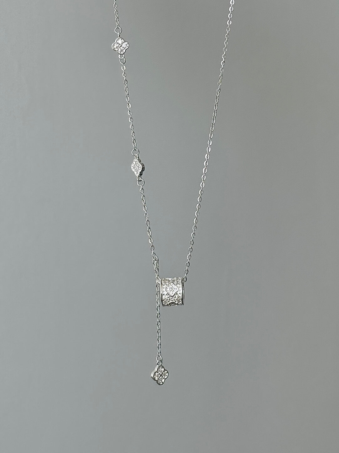 LolaWhite "Lucky Charm" Solid S999 Pure Silver Four-Leaf Clover Waist Pendant Necklace - Elegant & Symbolic