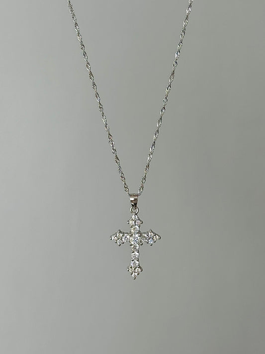 LolaWhite "Aphrodite's Descent" S925 Sterling Silver Full-Zircon Cross Pendant Necklace – Sweet&Luxe