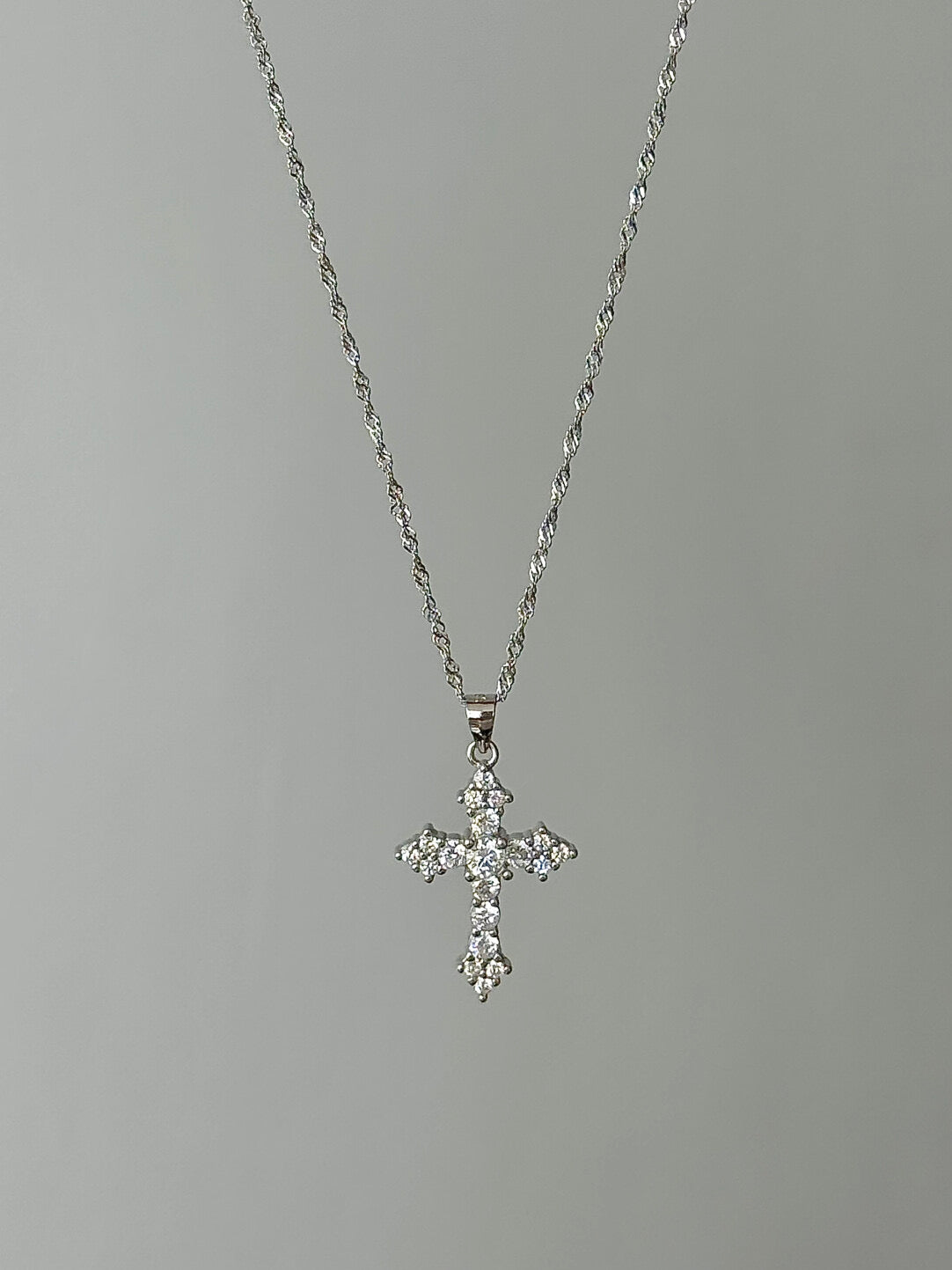 LolaWhite "Aphrodite's Descent" S925 Sterling Silver Full-Zircon Cross Pendant Necklace – Sweet&Luxe