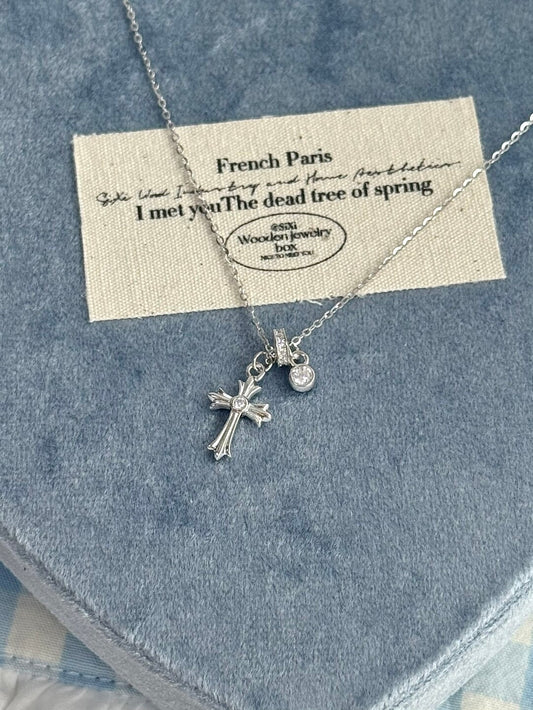 LolaWhite "Midnight Prayer" S925 Sterling Silver Sliding Cross Pendant Necklace - Understated Luxury & Versatile