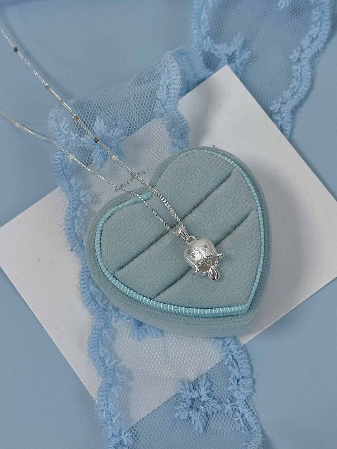 LolaWhite "Veiled Lily Bell" S925 Sterling Silver Lily of the Valley Necklace - Luxury, Intricate & Unique Design