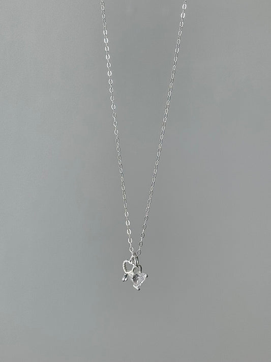 LolaWhite "Heart Key" Solid S999 Pure Silver Pendant Necklace - Korean Ins Style, Unique & Exquisite