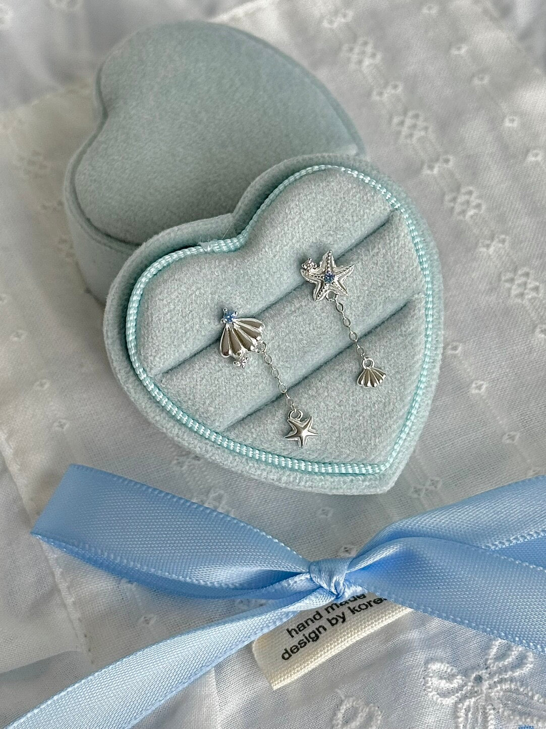 LolaWhite "Positano Summer" S999 Solid Sterling Silver Starfish & Shell Jewelry Set with Blue Zircon - Nautical Holiday Collection