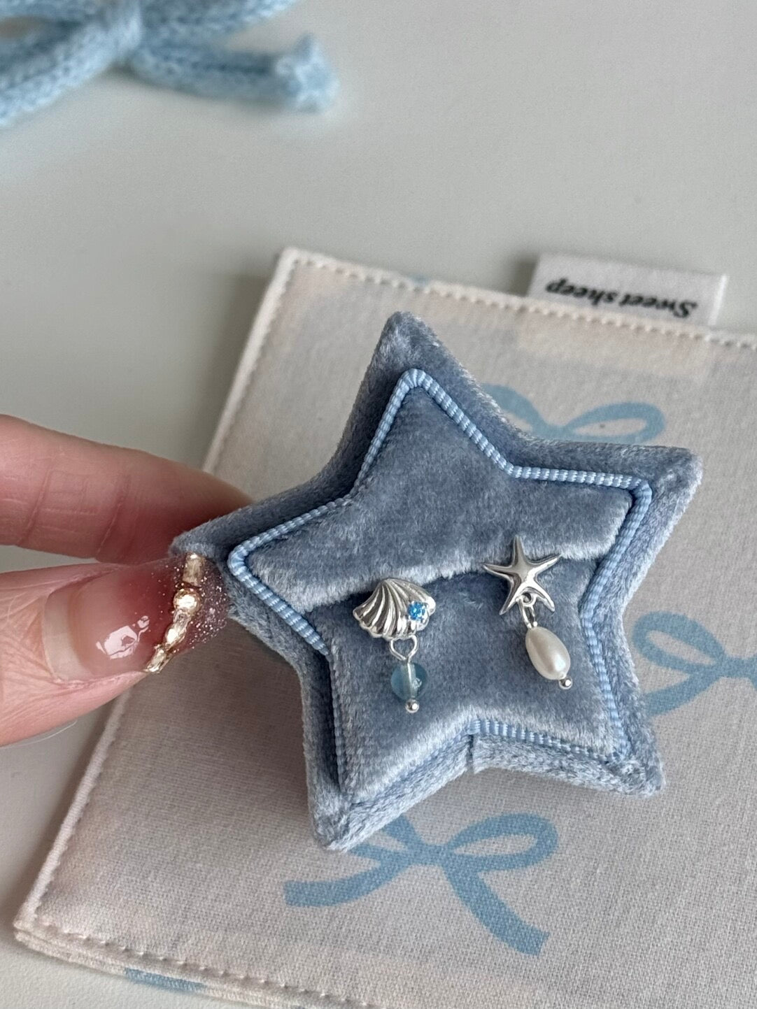 LolaWhite "Summer Bubbles" S925 Sterling Silver Starfish Jewelry Set with Aquamarine & Pearls - Fresh Marine Style