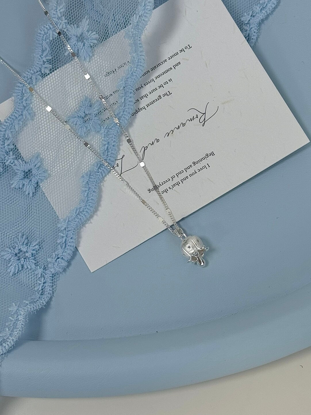 LolaWhite "Veiled Lily Bell" S925 Sterling Silver Lily of the Valley Necklace - Luxury, Intricate & Unique Design