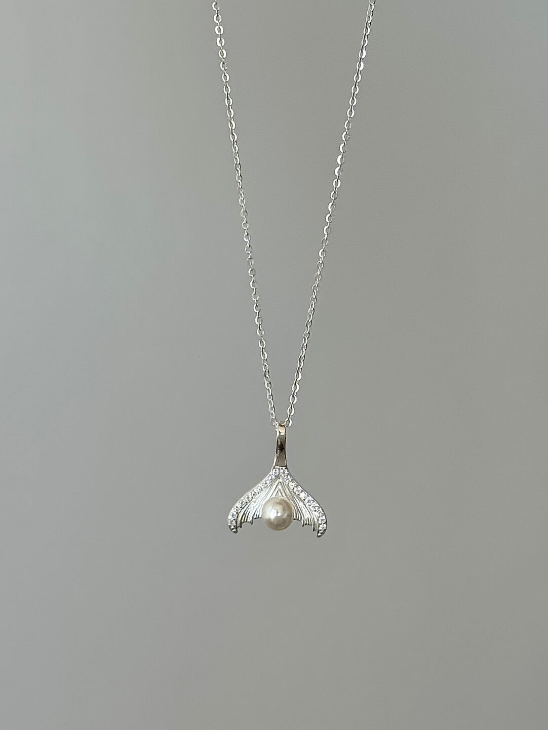 LolaWhite "Lunar Teardrop" S925 Sterling Silver Mermaid Tail Pearl Necklace - French Luxury & Elegant