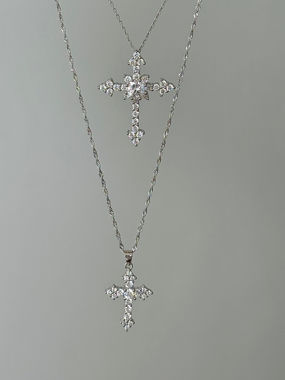 LolaWhite "Aphrodite's Descent" S925 Sterling Silver Full-Zircon Cross Pendant Necklace – Sweet&Luxe