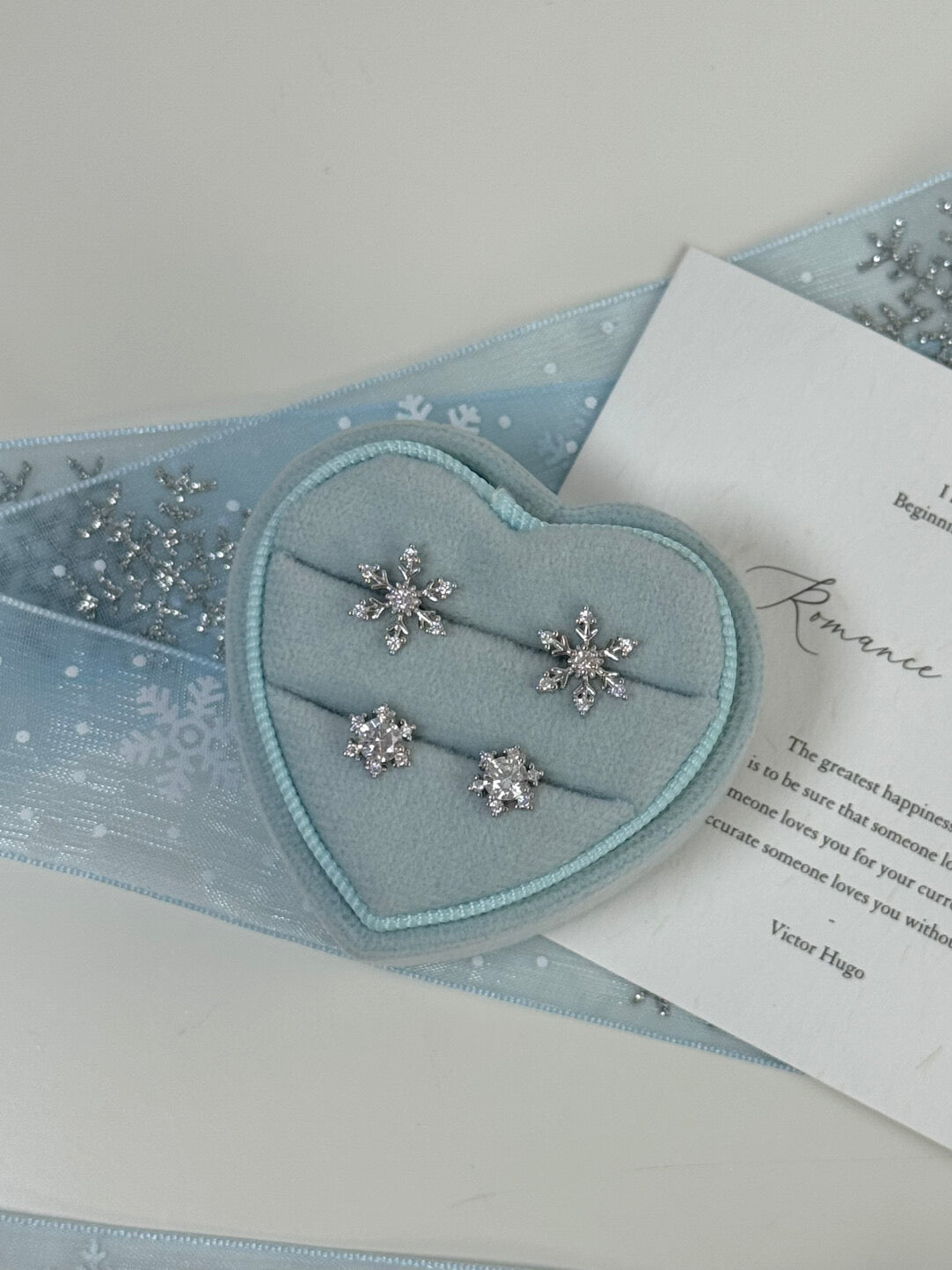 LolaWhite "Crystal Ice Flower" S925 Sterling Silver Snowflake Stud Earrings - Winter Collection Bestseller, Minimalist & Sweet