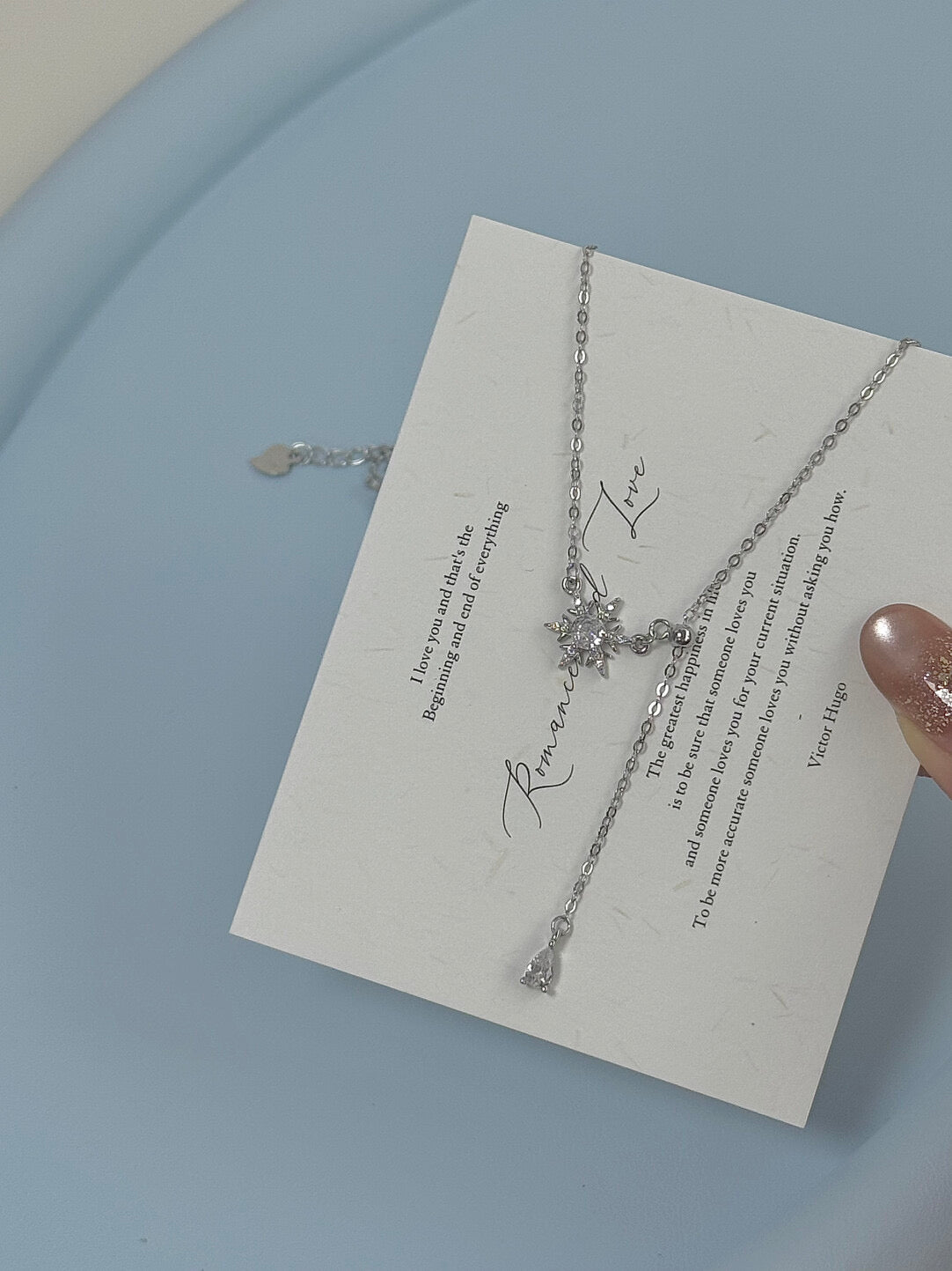 LolaWhite "Falling Snowflake" S925 Sterling Silver Winter Snowflake Collarbone Necklace - Delicate & Refined Long Chain