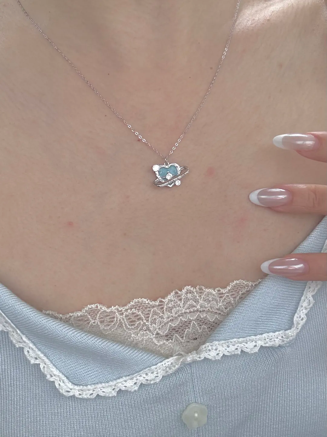 LolaWhite "Sweet Planet" S925 Sterling Silver Blue Heart & Star Trail Collection – Necklace, Bracelet & Earrings
