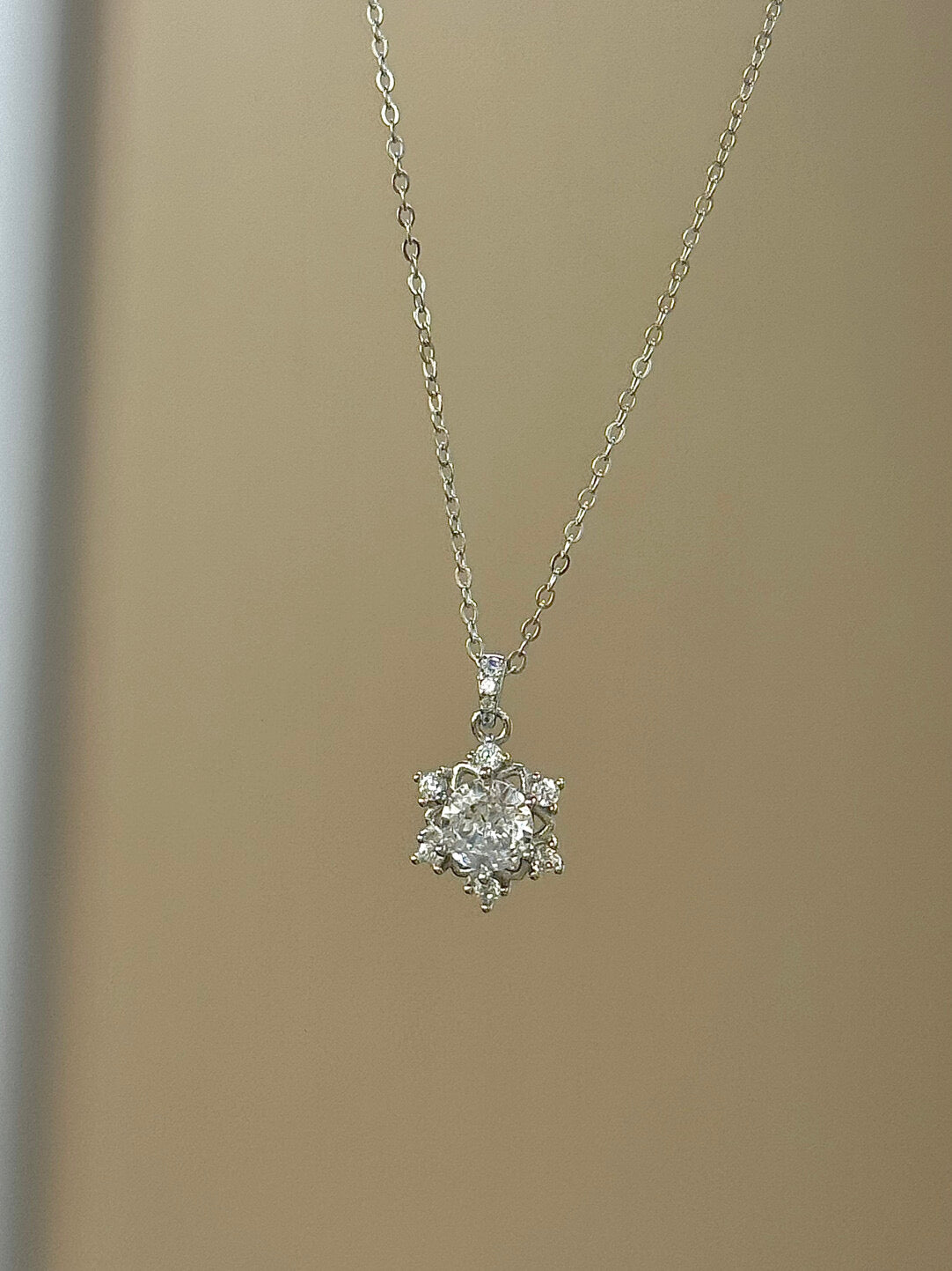 LolaWhite "Diamond Snow" S925 Sterling Silver Glittering Snowflake Necklace - Premium Winter Christmas Gift