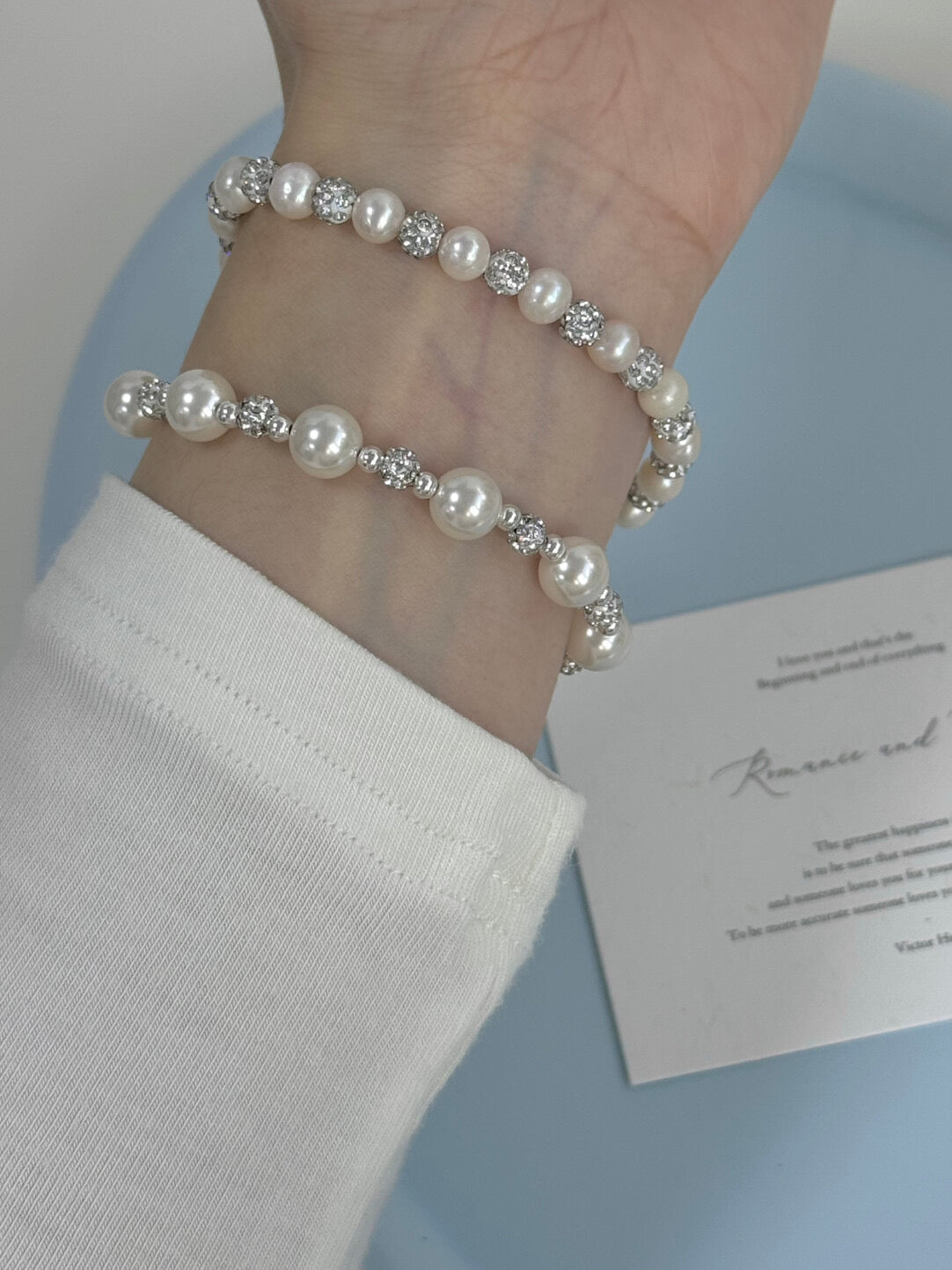 LolaWhite "Jade Blossom Dream" S925 Sterling Silver Pearl Vintage Bracelet - Refined & Minimalist