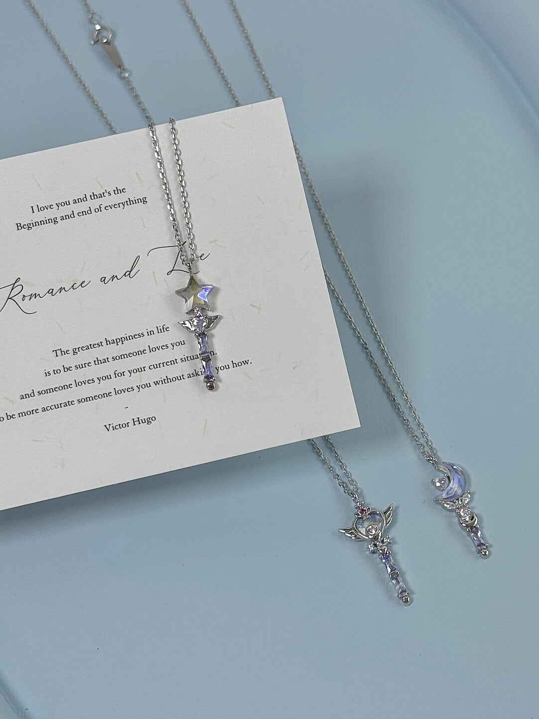 LolaWhite "Clow Reed's Contract" Platinum S925 Sterling Silver Japanese-style Magical Wand Necklace