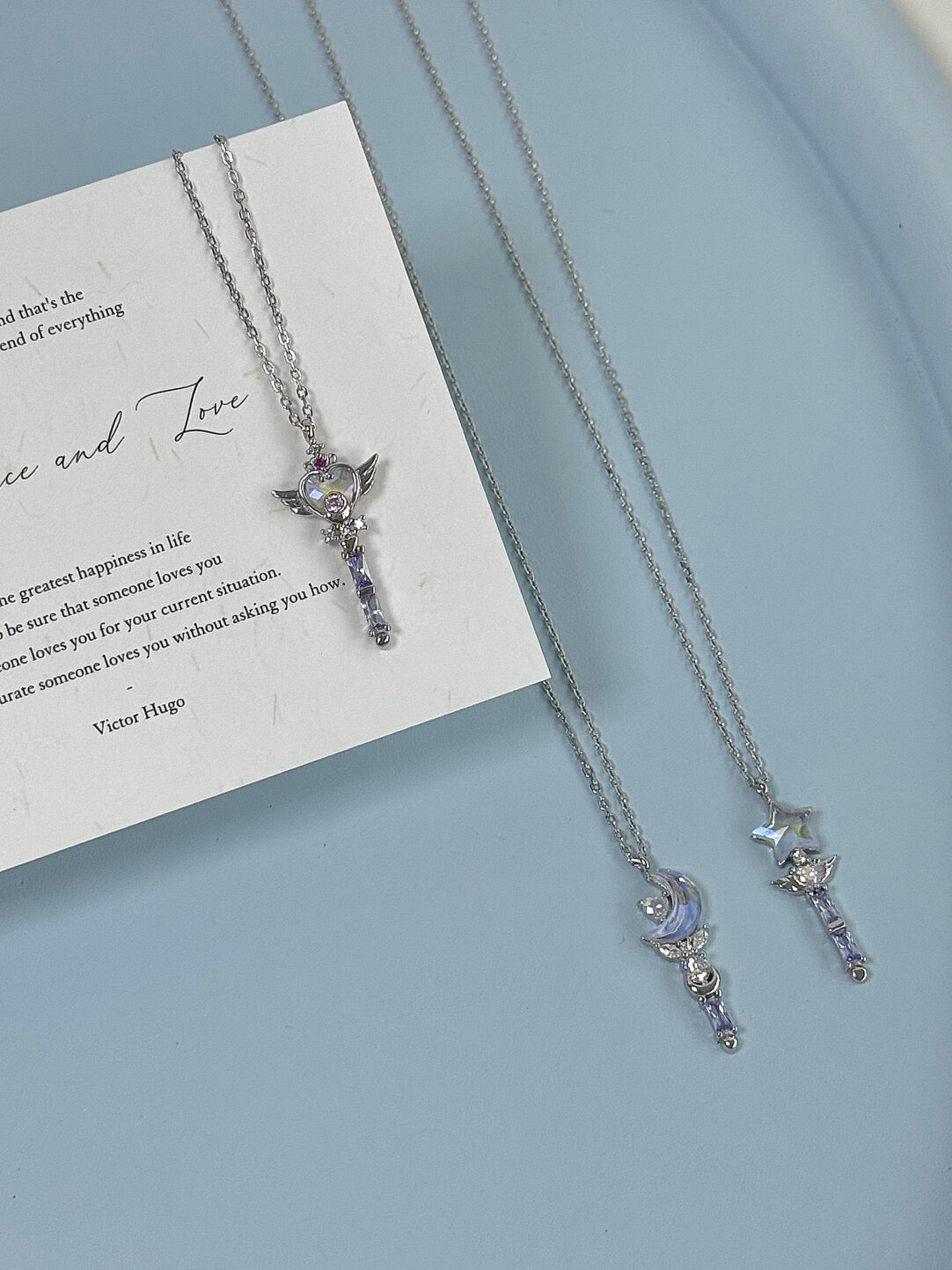 LolaWhite "Clow Reed's Contract" Platinum S925 Sterling Silver Japanese-style Magical Wand Necklace