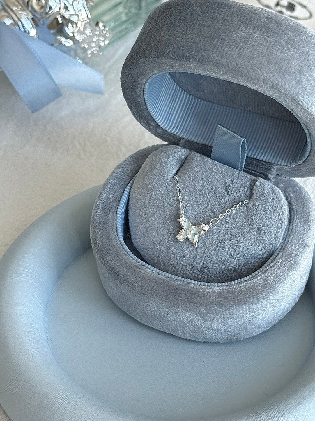 LolaWhite "Variations of Light Wings" Solid S999 Pure Silver Butterfly Collarbone Necklace - Ethereal & Unique