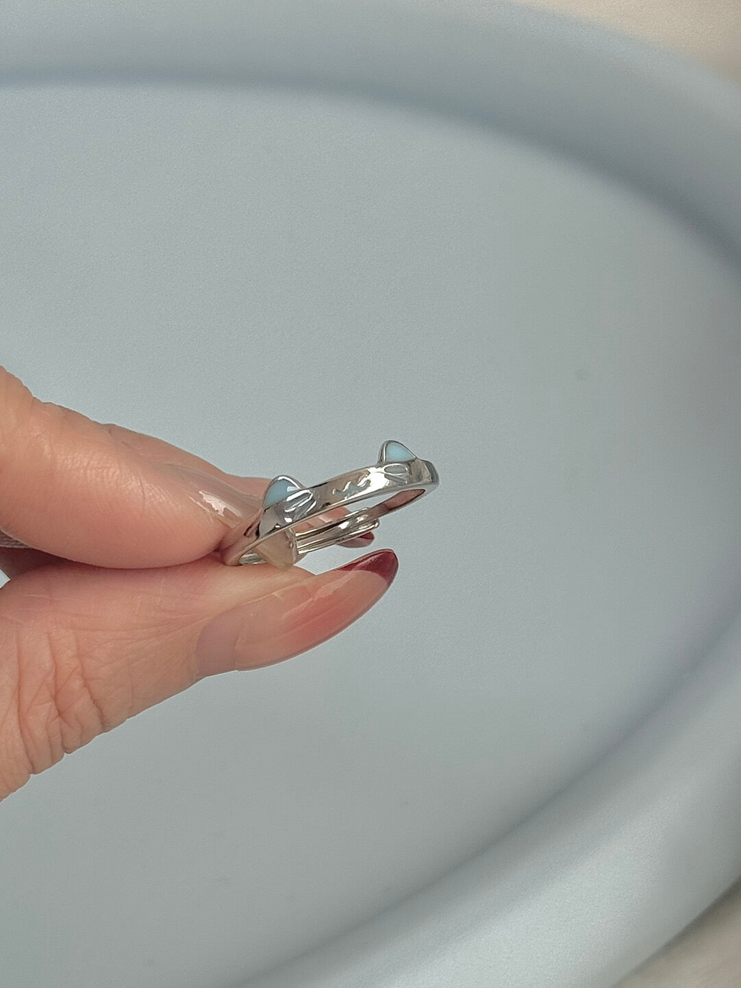 LolaWhite "Cat Lover" Solid S999 Pure Silver Glow-in-the-Dark Cat Couple Ring – Minimalist & Unique