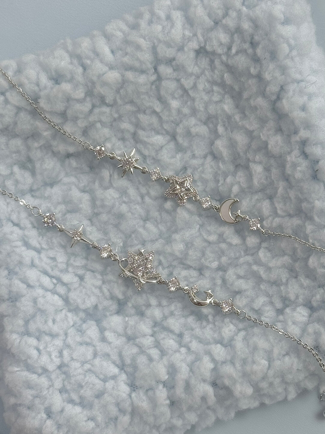 LolaWhite "Sparkling Promise" Silver Plated Star & Moon Bracelet