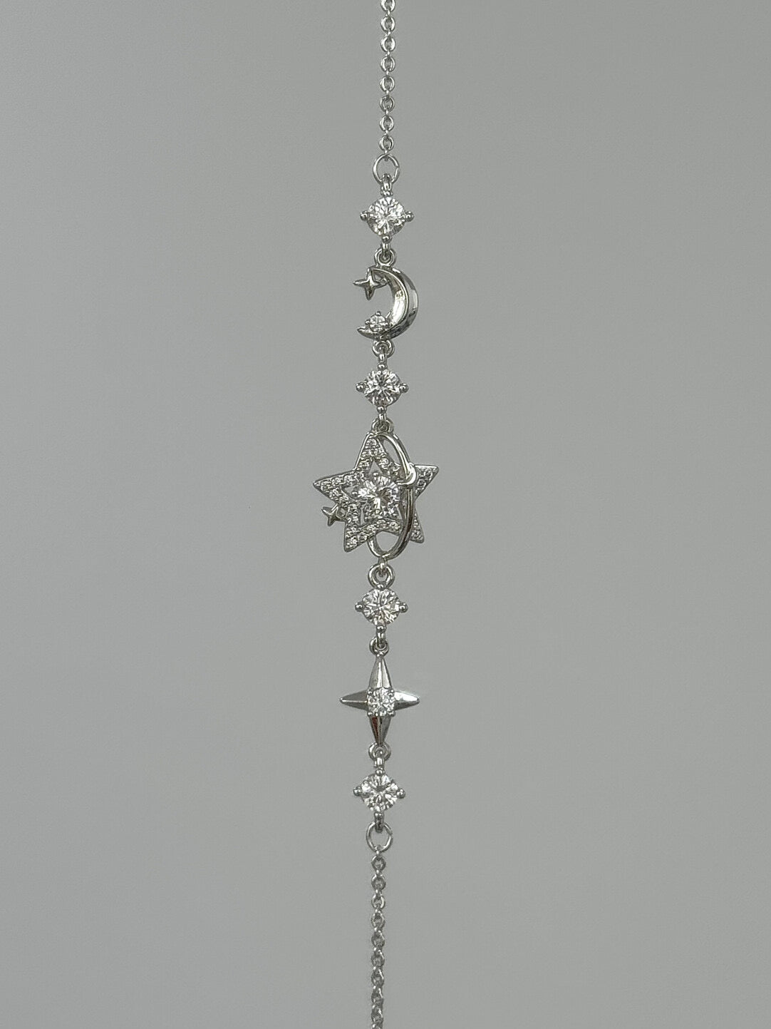 LolaWhite "Sparkling Promise" Silver Plated Star & Moon Bracelet