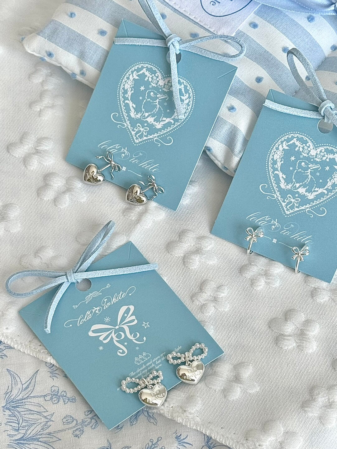 LolaWhite "The Nutcracker" Clip-On Bow & Heart Ear Cuffs - Sweet, Dainty & Piercing-Free