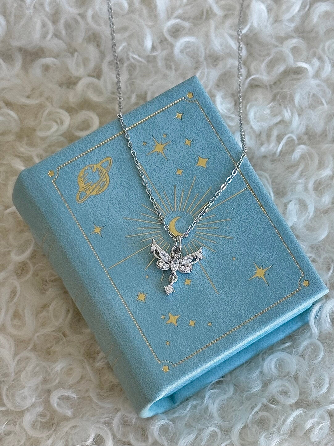 LolaWhite "Butterfly Realm" Solid S999 Pure Silver Angel Wing Butterfly Necklace - Tarnish-Resistant, Light Luxury & Sweet