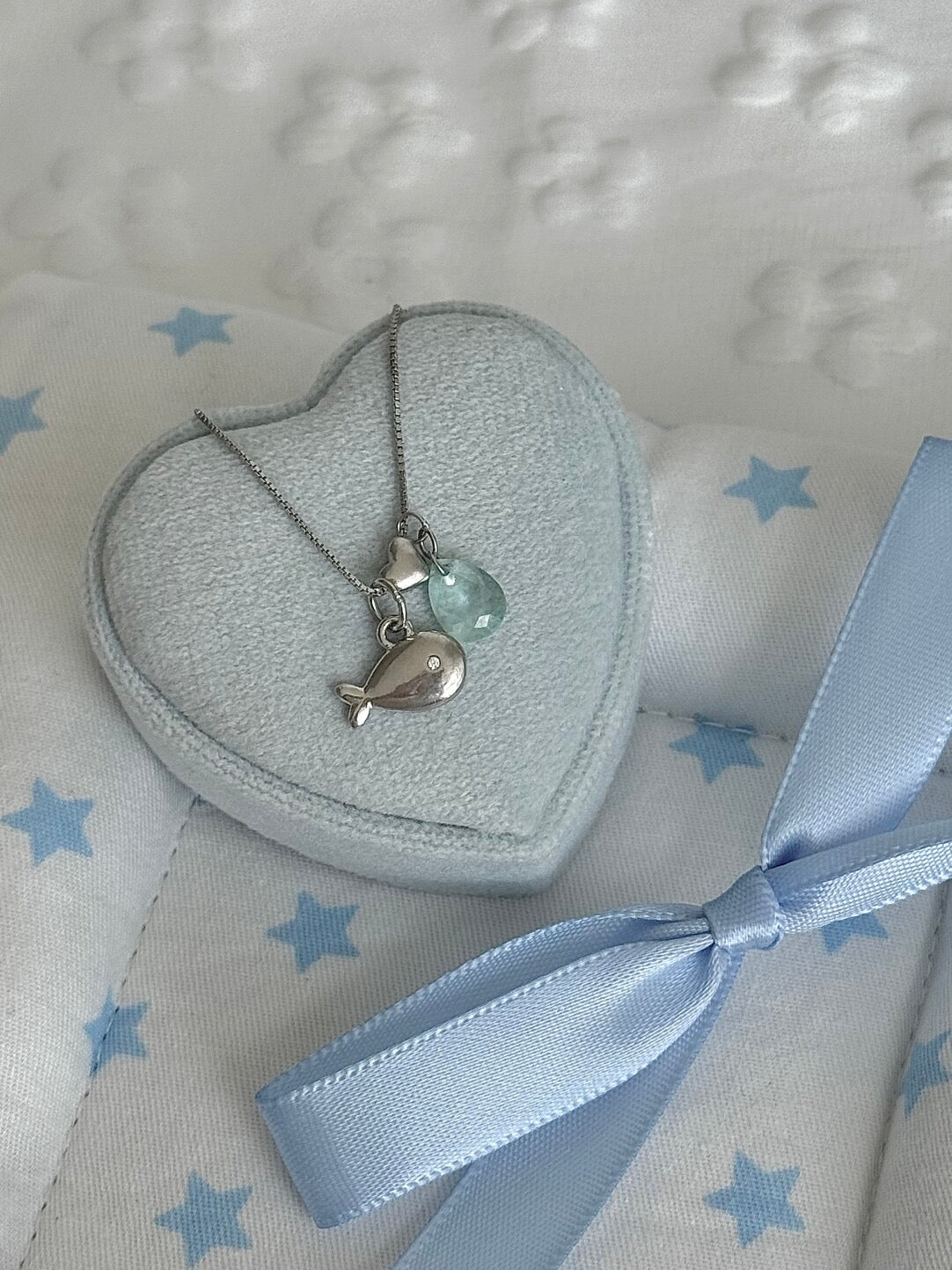 LolaWhite "Happy Little Fish" S925 Sterling Silver Kissing Fish Pendant Necklace with Heart Accent - Airy & Adorable