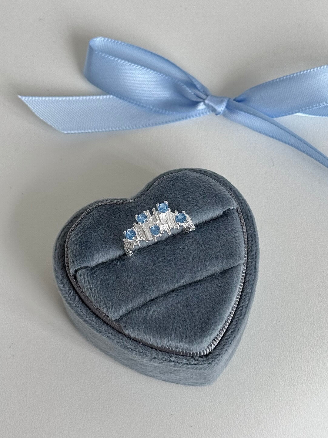 LolaWhite "Arctic Blue Tone" S925 Sterling Silver Open Ring with Glacial Blue Zircon - Icy Aesthetic & Unique Design