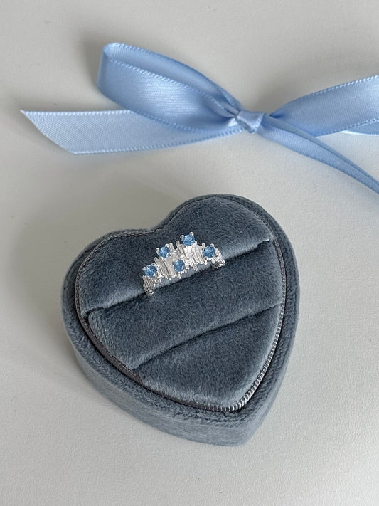 LolaWhite "Arctic Blue Tone" S925 Sterling Silver Open Ring with Glacial Blue Zircon - Icy Aesthetic & Unique Design